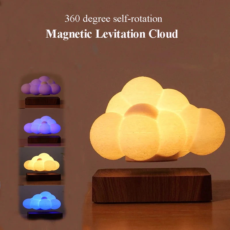 NexTechie Magnetic Levitating Cloud Lamp 360 degree Self-floating Led Night Lights RGB with Lightning Home Table Light for Office Decor